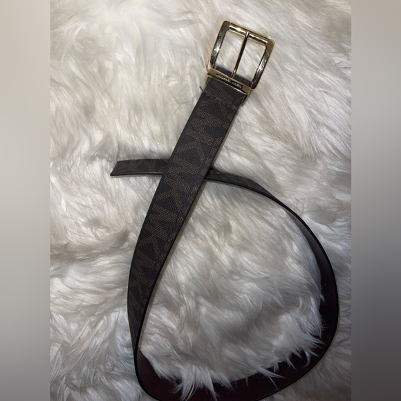 MICHAEL KORS BELT CHOCOLATE MK PRINTED LOGO GOLD SIZE MEDIUM - Picture 15 of 17
